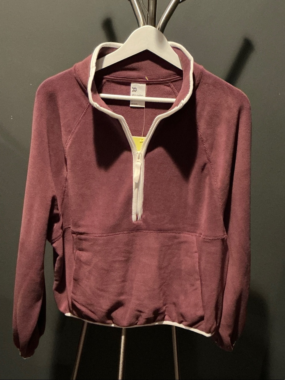 all in motion Plum Half-Zip Turtleneck Pullover with White Trim